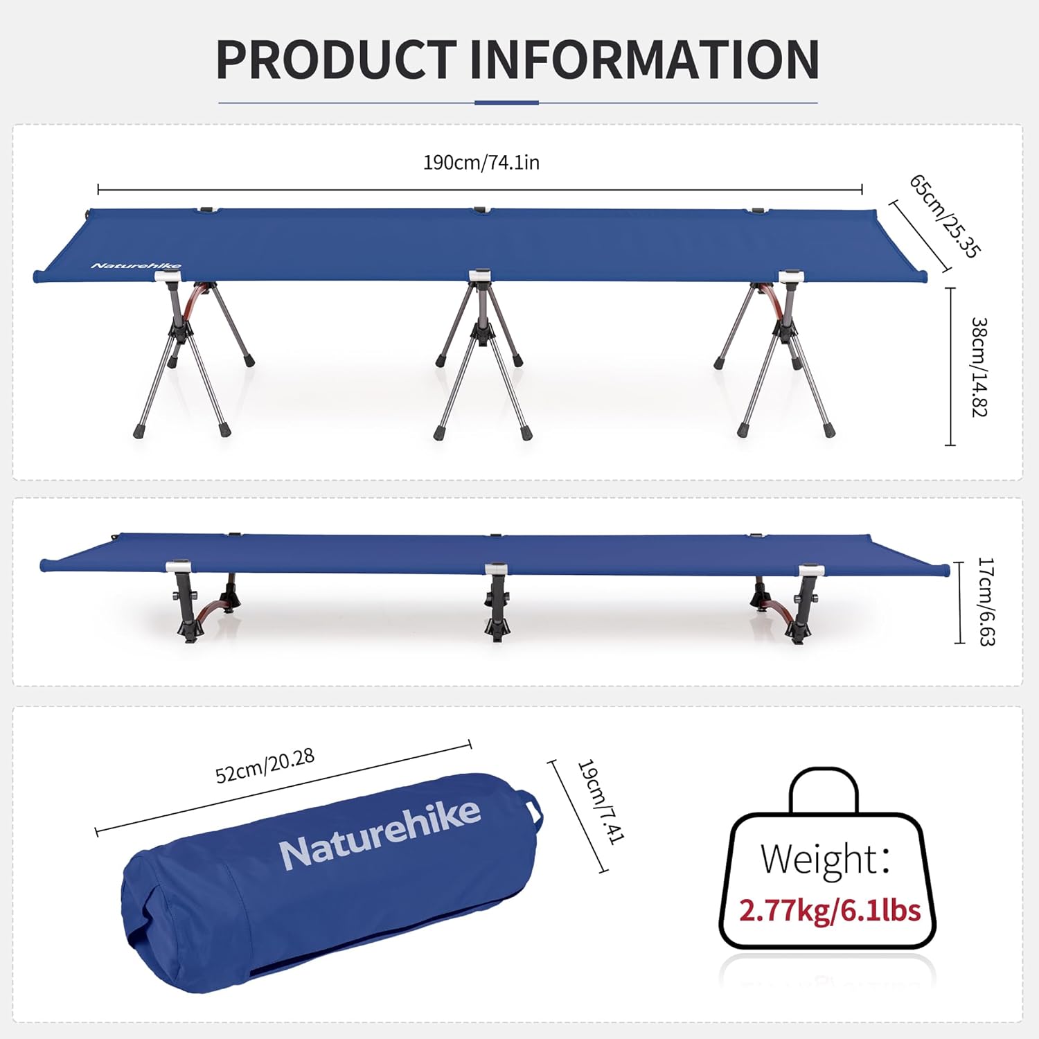 Naturehike アップグレード アルミ ベッド 折畳キャンプコット高低兼用